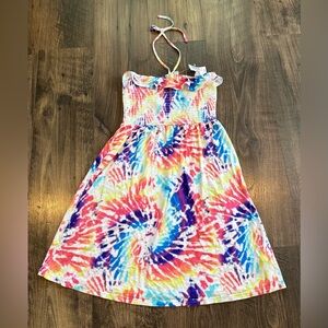 NWT The Children's Place Girl's Bright Rainbow tie dye halter dress, Size: XL 14